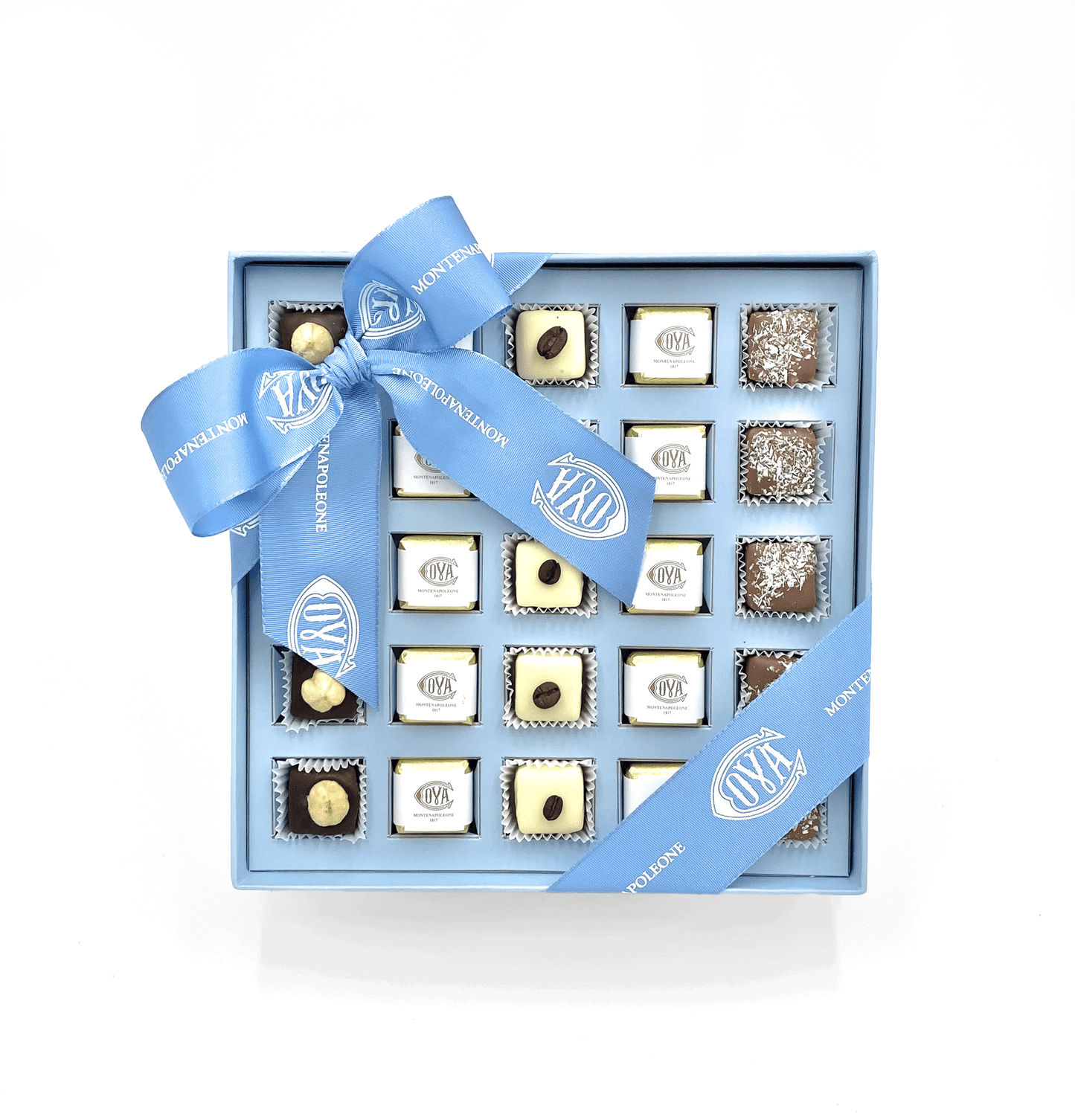 Boîte Cadeau avec Pralines et Quadrotti Powder Blue gr.250